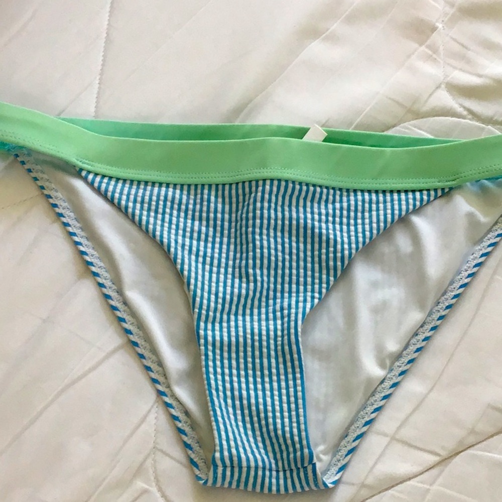 Green and Blue Striped Bikini Bottom